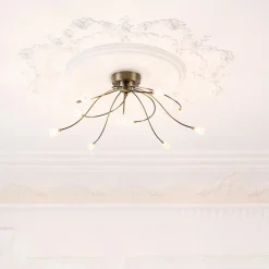 Straluma Grote plafondlamp brons met wit glas inclusief LED></noscript> Plafondlampen|LED Plafondlampen