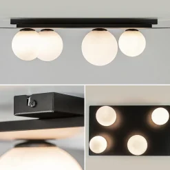 Straluma Grote plafondlamp rechthoekig zwart met witte bollen><noscript><img width=