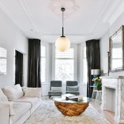 Straluma Grote retro hanglamp opaal glas met zwart></noscript> Woonkamerlampen|Slaapkamerlampen