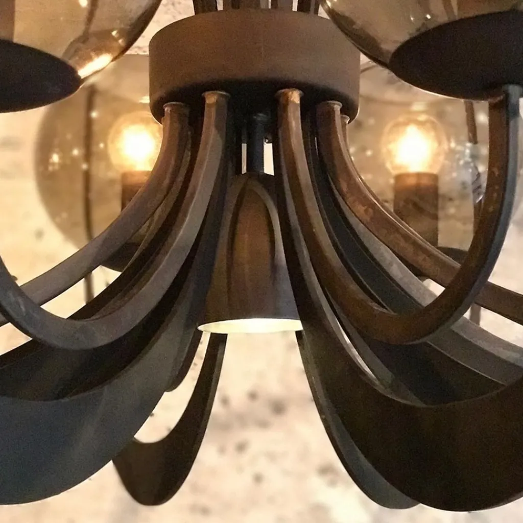 Straluma Grote ronde hanglamp metaal met smoke glas en spot> Eetkamerverlichting|Hanglampen