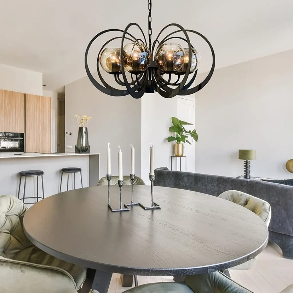 Straluma Grote ronde hanglamp metaal met smoke glas en spot> Eetkamerverlichting|Hanglampen