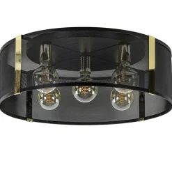 Straluma Grote ronde plafondlamp zwart gaas met goud> Plafondlampen|Lifestyle Verlichting