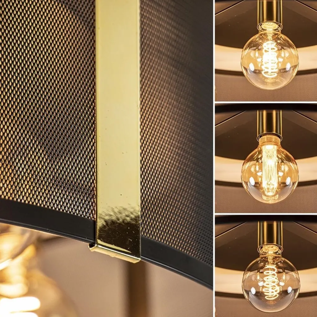 Straluma Grote ronde plafondlamp zwart gaas met goud> Plafondlampen|Lifestyle Verlichting