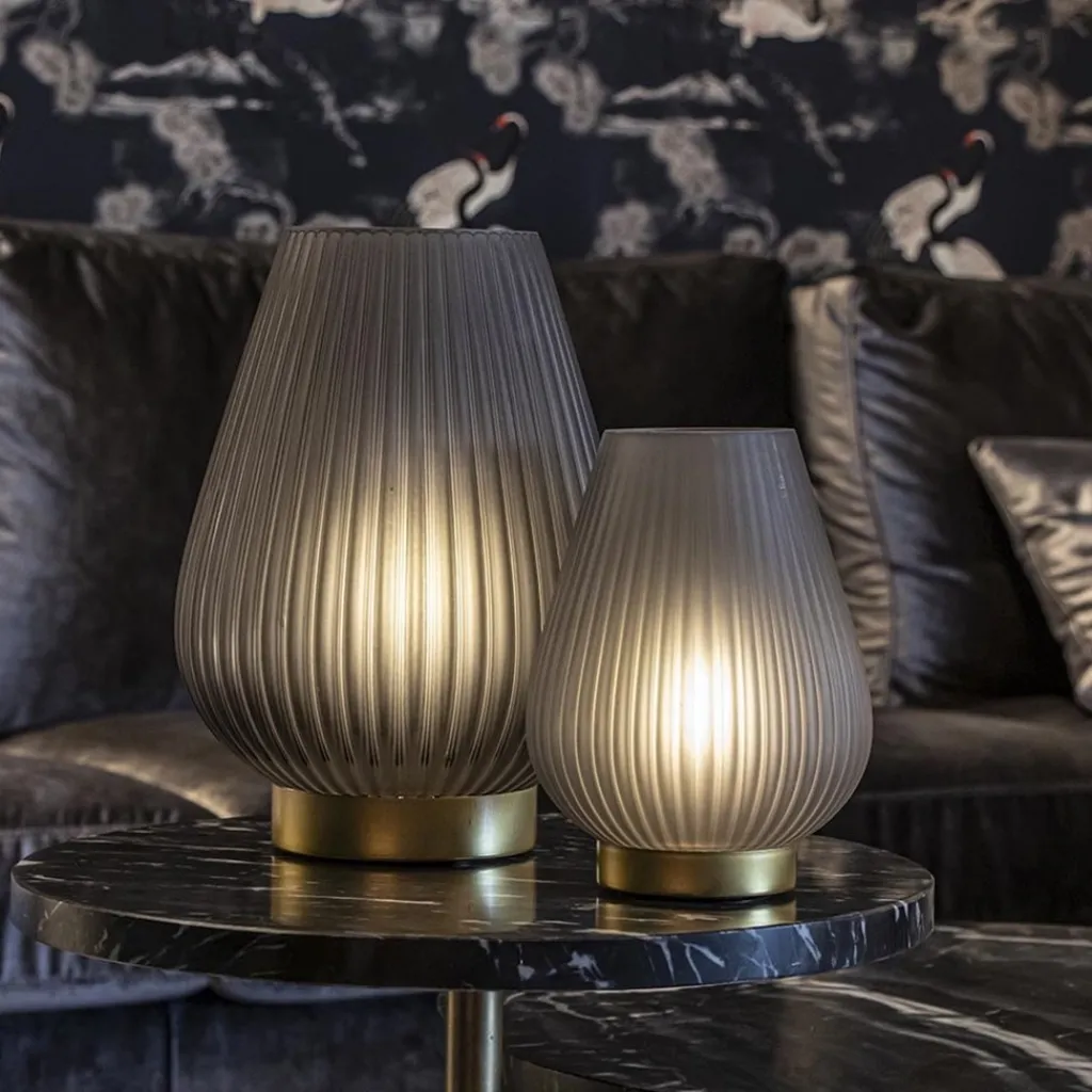 Straluma Grote tafellamp Tajera op batterij mat grijs/goud L&L> Tafellampen|Light and Living