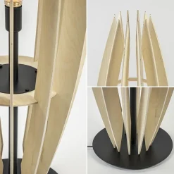 Straluma Grote vloerlamp blank hout met mat zwarte voet></noscript> Vloerlampen|Botanische Verlichting