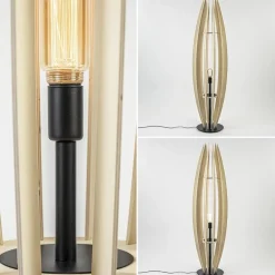 Straluma Grote vloerlamp blank hout met mat zwarte voet></noscript> Vloerlampen|Botanische Verlichting