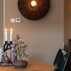 Straluma Grote wandlamp Mataka donker bruin rotan inclusief snoer></noscript> Light and Living|Halverlichting