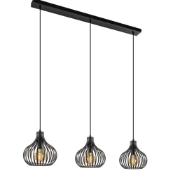 Straluma Hanglamp Aglio 28cm 3L op balk zwart> Eettafellampen|Draadlampen