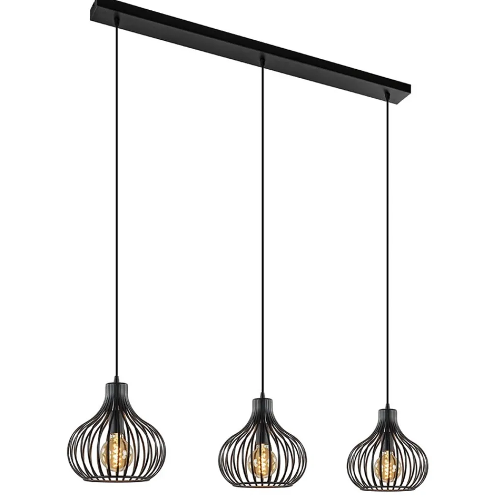 Straluma Hanglamp Aglio 28cm 3L op balk zwart> Eettafellampen|Draadlampen