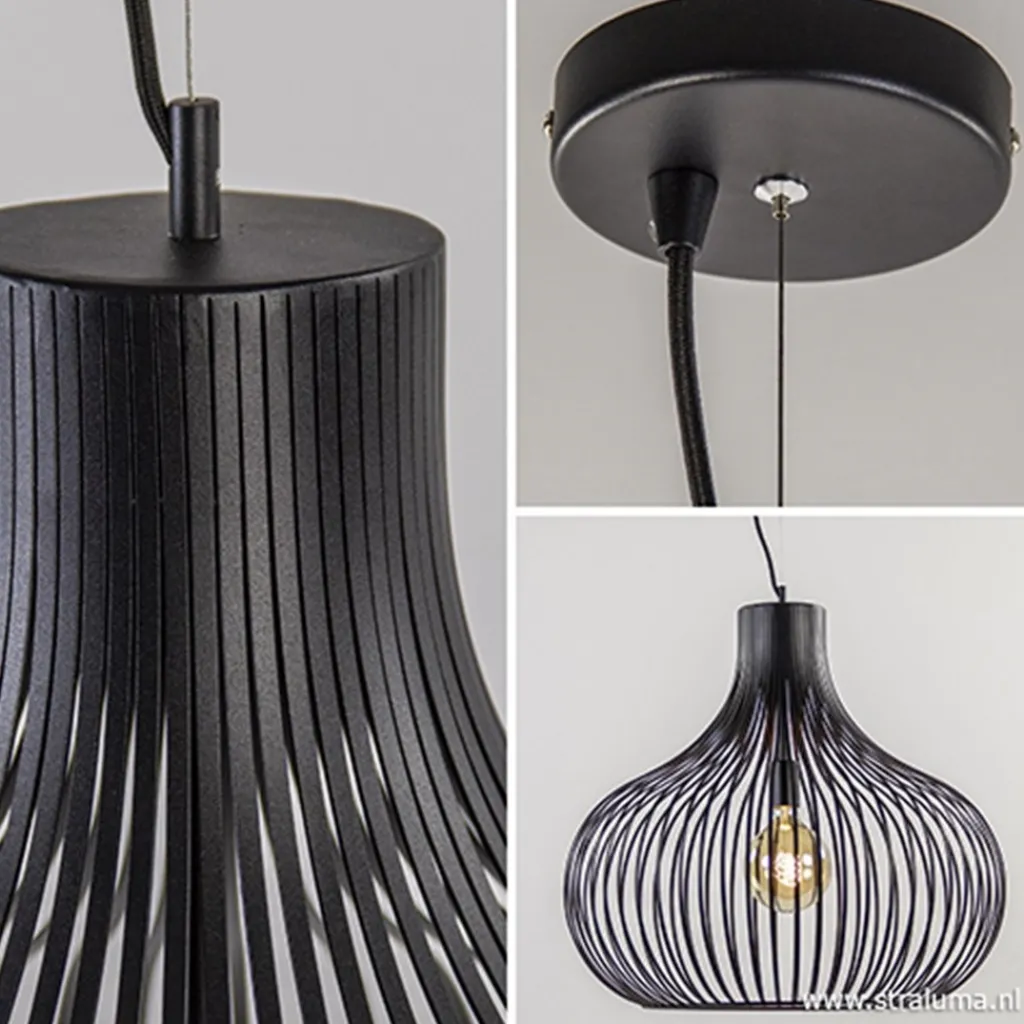 Straluma Hanglamp Aglio draad zwart 60cm> Eettafellampen|Draadlampen