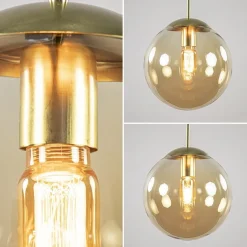 Straluma Hanglamp amber glazen bol 25 cm met messing></noscript> Woonkamerlampen|Slaapkamerlampen