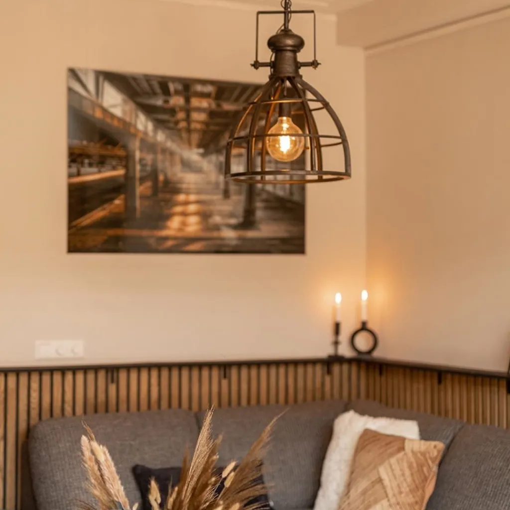 Straluma Hanglamp Amy zwartstaal industrieel> Eettafellampen|Woonkamerlampen