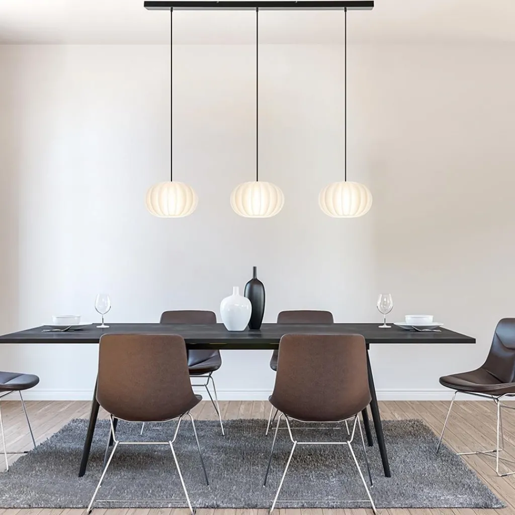 Straluma Hanglamp Arena 3L op balk zwart/kap wit> Eettafellampen|Eetkamerverlichting