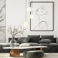 Straluma Hanglamp Arena 3L rond zwart/kap wit></noscript> Eettafellampen|Eetkamerverlichting