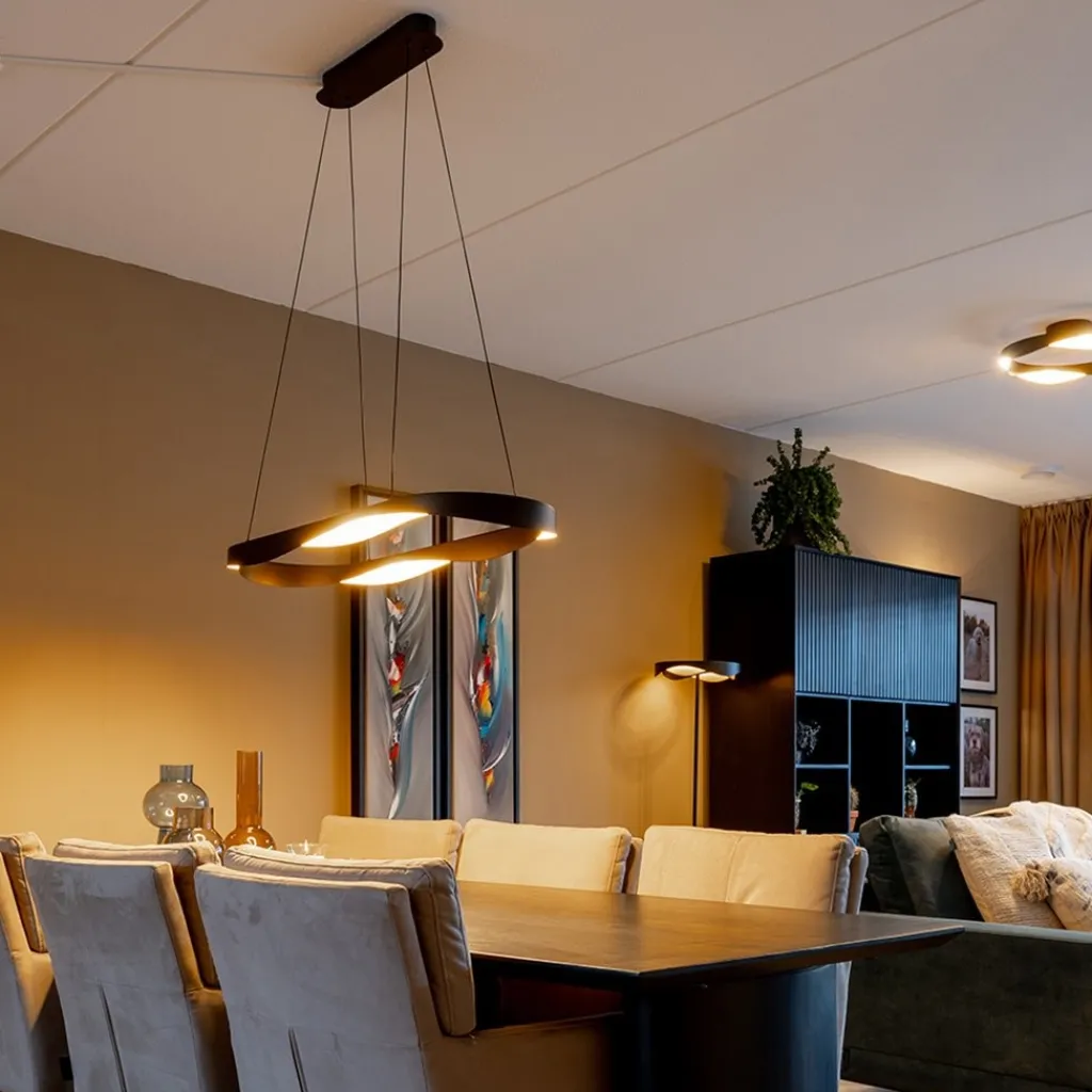 Straluma Hanglamp Ascoli ovaal zwart/matgoud> Hanglampen|Eettafellampen