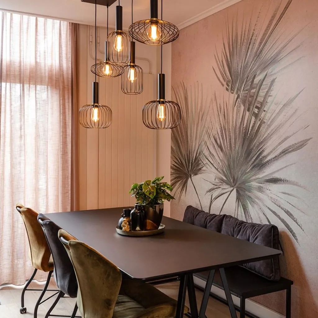 Straluma Hanglamp Aureole 6L mix zwart> Eettafellampen|Draadlampen