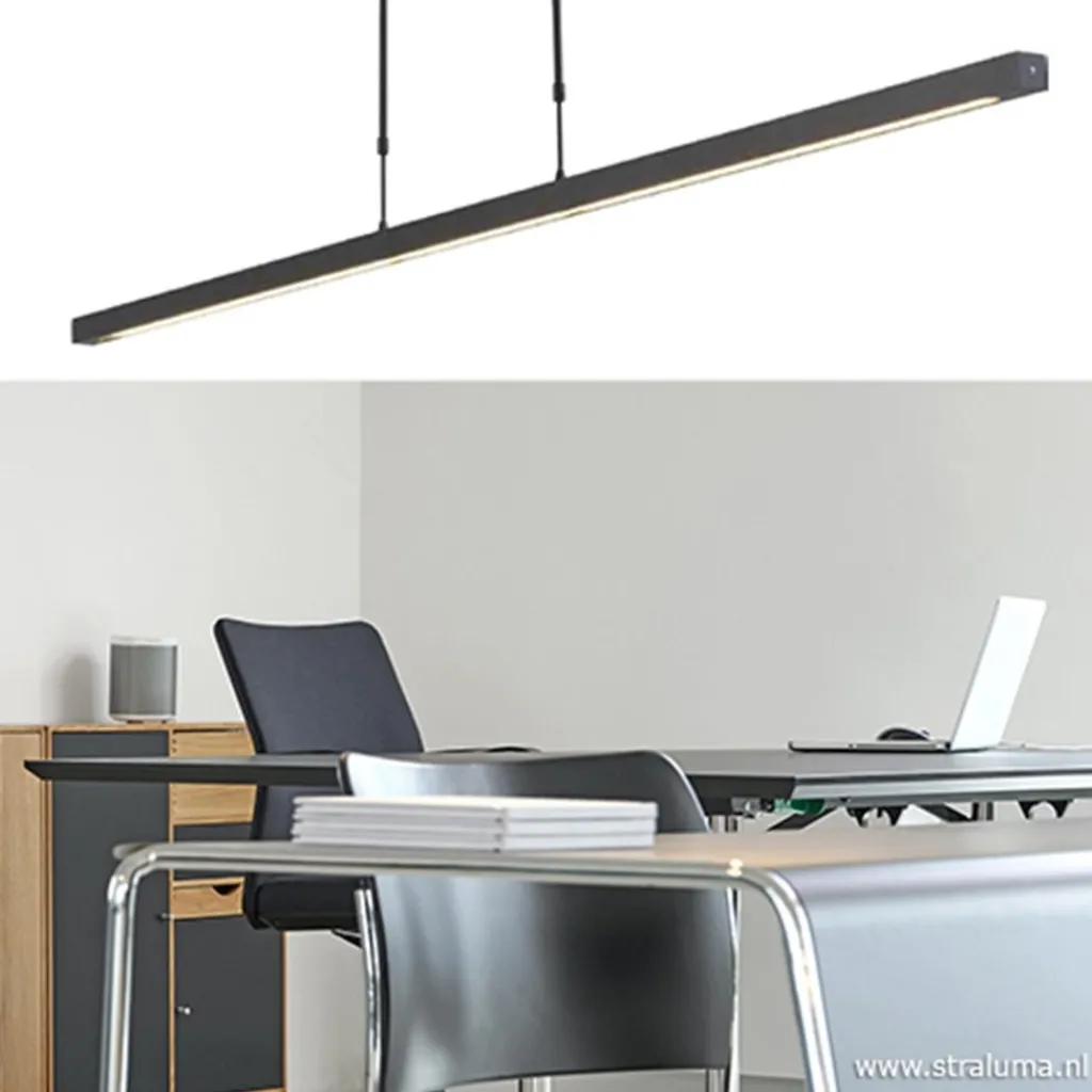 Straluma Hanglamp balk zwart 160cm up+down dtw> Hanglampen|Eettafellampen