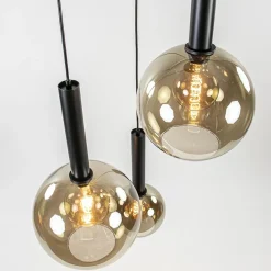 Straluma Hanglamp Bella 3L rond zwart+smoke glas><noscript><img width=