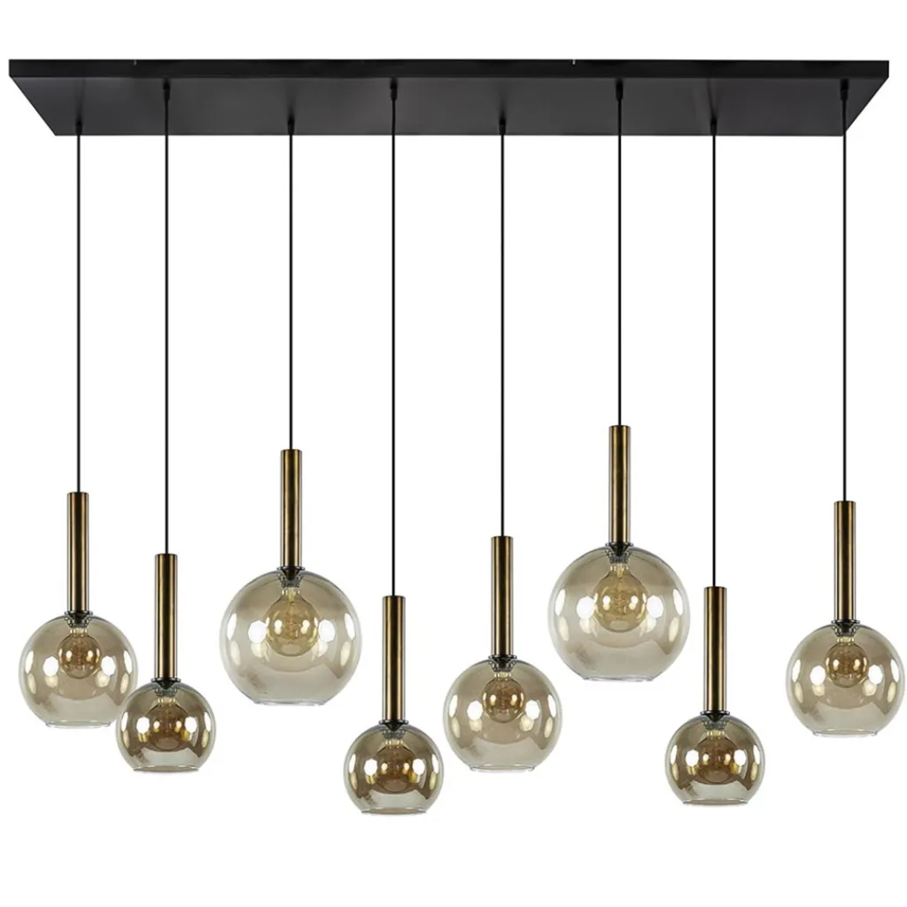 Straluma Hanglamp Bella 8L zwart/brons/smoke mix> Eettafellampen|Pendel Lampen