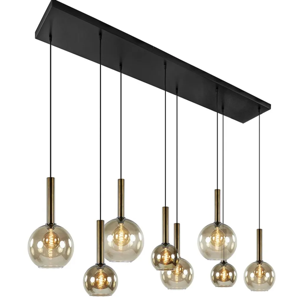 Straluma Hanglamp Bella 8L zwart/brons/smoke mix> Eettafellampen|Pendel Lampen