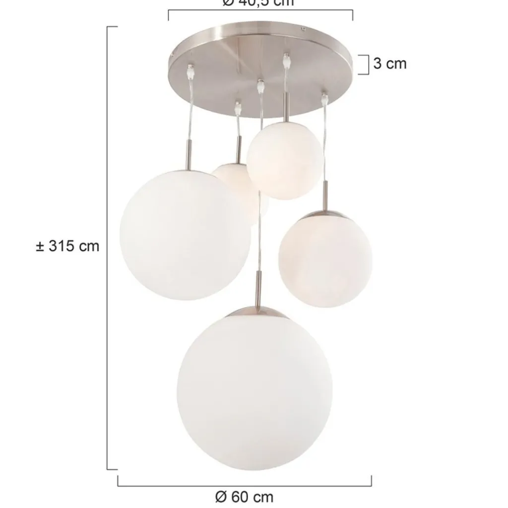 Straluma Hanglamp bol Bollique 5x glas wit> Videverlichting|Halverlichting