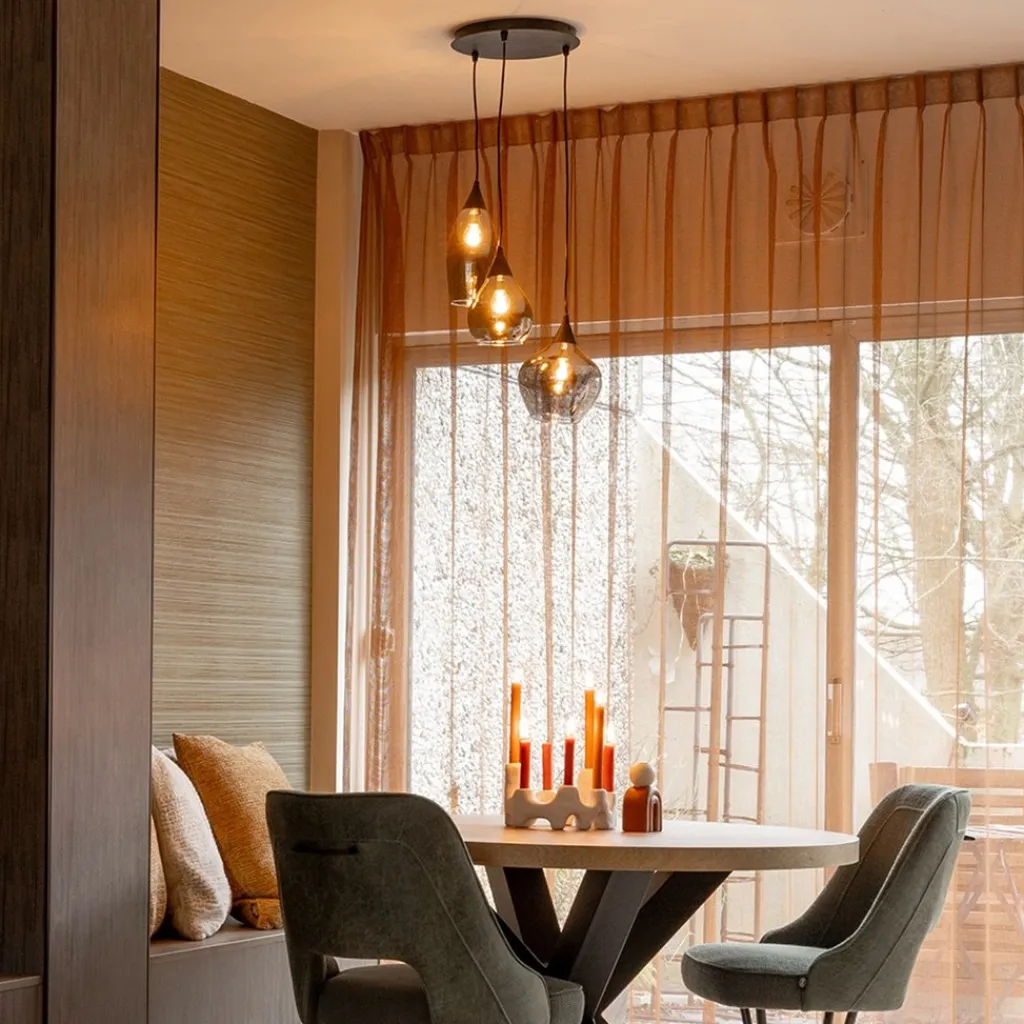 Straluma Hanglamp Cambio 3L rond zwart smoke glas> Woonkamerlampen|Slaapkamerlampen