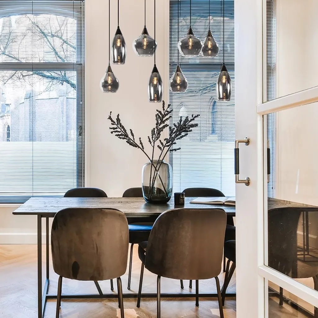 Straluma Hanglamp Cambio 8L zwart + smoke glas> Eettafellampen|Keukenverlichting