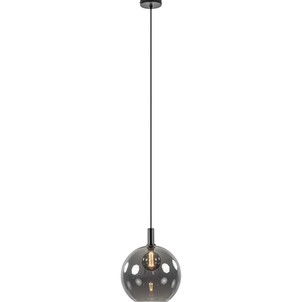 Straluma Hanglamp Chandra 1L zwart + glas 40cm> Eettafellampen|Keukenverlichting