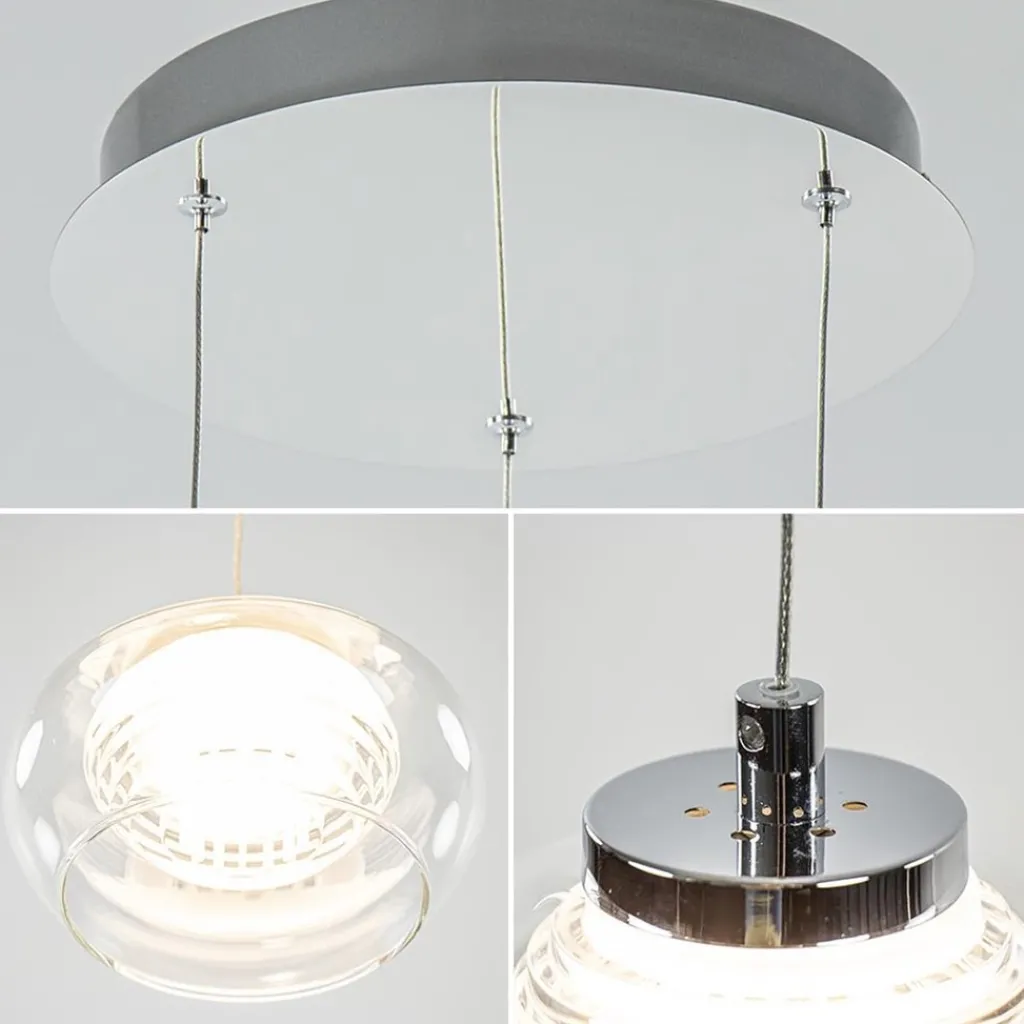 Straluma Hanglamp chroom/helder glas 3-lichts> Hanglampen|Eettafellampen