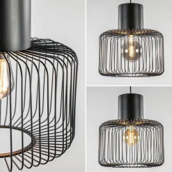 Straluma Hanglamp draad cilinder zwart met klos></noscript> Draadlampen|Eetkamerverlichting