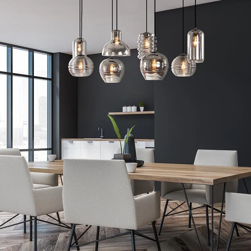 Straluma Hanglamp Fantasy 8L zwart + smoke glas mix> Eettafellampen|Pendel Lampen