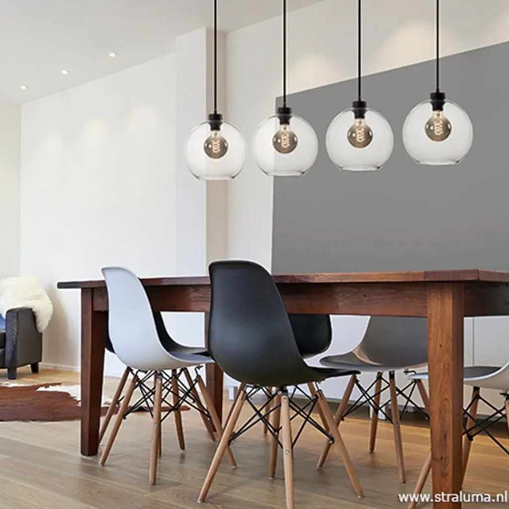 Straluma Hanglamp glazen bol 4-l modern clear> Eettafellampen|Pendel Lampen