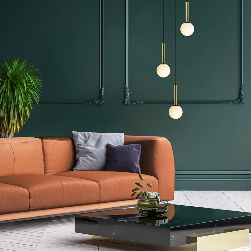 Straluma Hanglamp Globe 3L rond zwart/goud/wit> Eettafellampen|Keukenverlichting