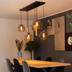 Straluma Hanglamp Globe 8L 6x glas/2xbuis goud><noscript><img width=