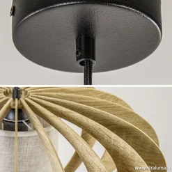 Straluma Hanglamp houten lamellen + kap 50cm></noscript> Eettafellampen|Slaapkamerlampen