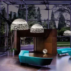 Straluma Hanglamp Kelly koepel 80cm wit></noscript> Eettafellampen|Woonkamerlampen