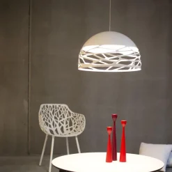 Straluma Hanglamp Kelly koepel 50cm wit></noscript> Eettafellampen|Woonkamerlampen
