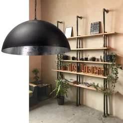 Straluma Hanglamp koepel 60cm gunmetal/silverleaf></noscript> Eettafellampen|Woonkamerlampen