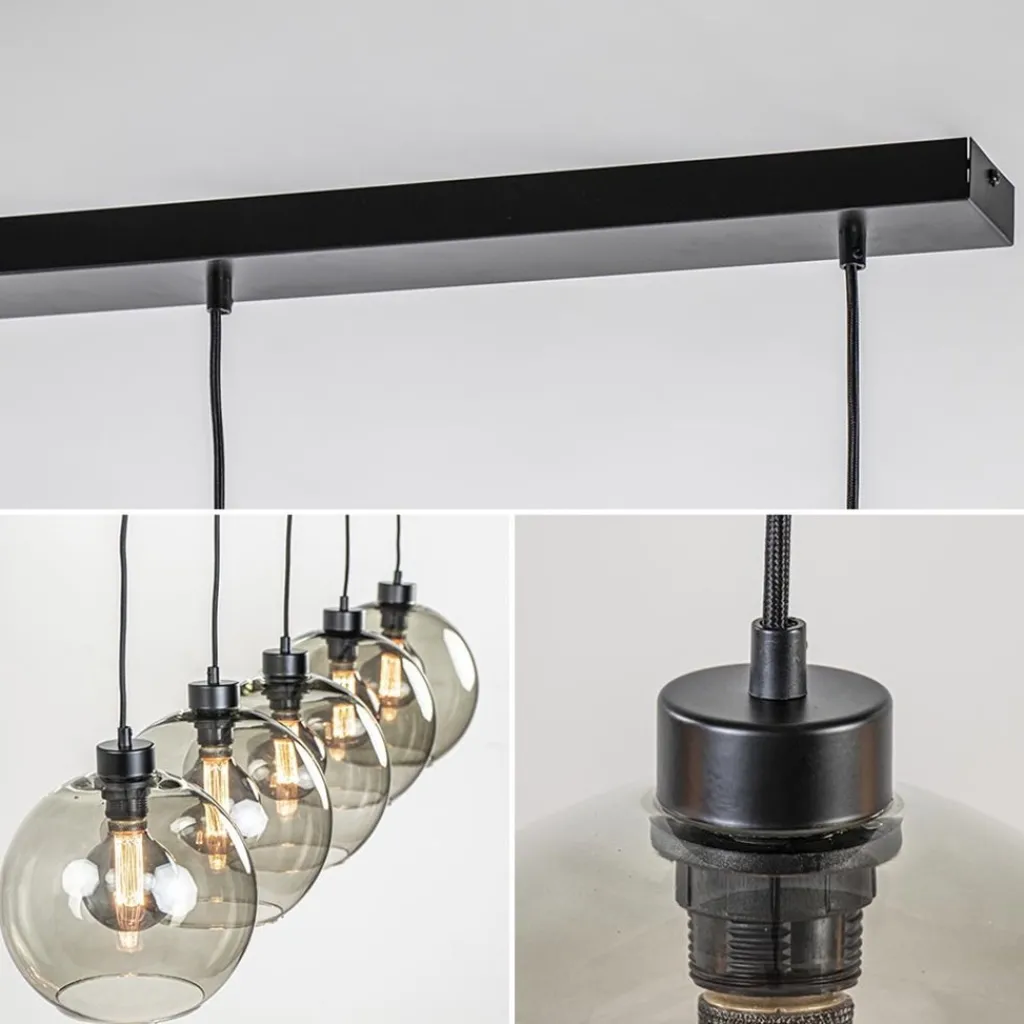 Straluma Hanglamp 5L balk + smoke glas 160cm> Eettafellampen|Pendel Lampen