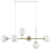 Straluma Hanglamp 6L brass met opaal bolglas> Eettafellampen|Keukenverlichting