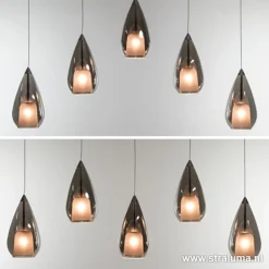 Straluma Hanglamp 5L druppel glas smoke></noscript> Eettafellampen|Decoratieve Verlichting