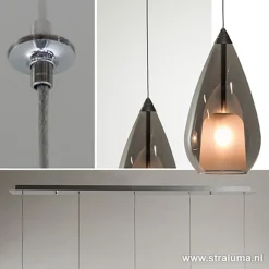 Straluma Hanglamp 5L druppel glas smoke></noscript> Eettafellampen|Decoratieve Verlichting