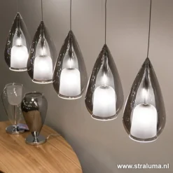 Straluma Hanglamp 5L druppel glas smoke></noscript> Eettafellampen|Decoratieve Verlichting