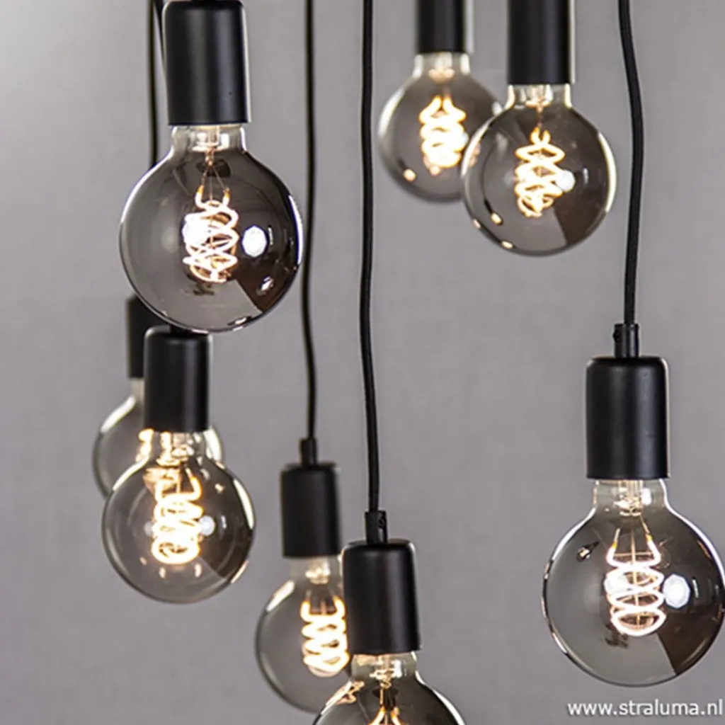 Straluma Hanglamp 8L plaat 110cm zwart ex.e27 lb> Eettafellampen|Pendel Lampen