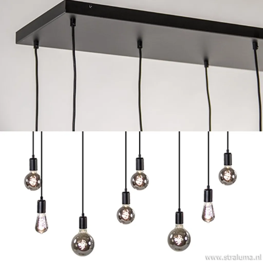 Straluma Hanglamp 8L plaat 110cm zwart ex.e27 lb> Eettafellampen|Pendel Lampen