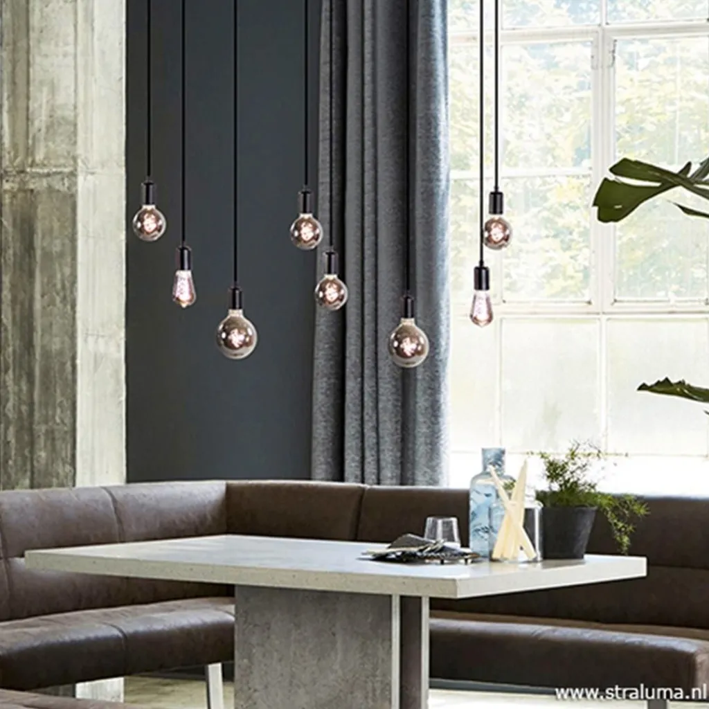 Straluma Hanglamp 8L plaat 110cm zwart ex.e27 lb> Eettafellampen|Pendel Lampen