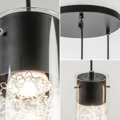 Straluma Hanglamp 3L rond zwart met cilinder glas><noscript><img width=