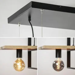 Straluma Hanglamp 6L zwart met houten planken><noscript><img width=