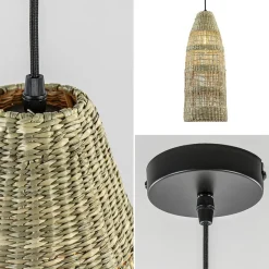 Straluma Hanglamp Latika smal zeegras naturel met zwart></noscript> Light and Living|Woonkamerlampen