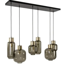 Straluma Hanglamp Lett 6L zwart/brons+glas smoke> Eettafellampen|Pendel Lampen